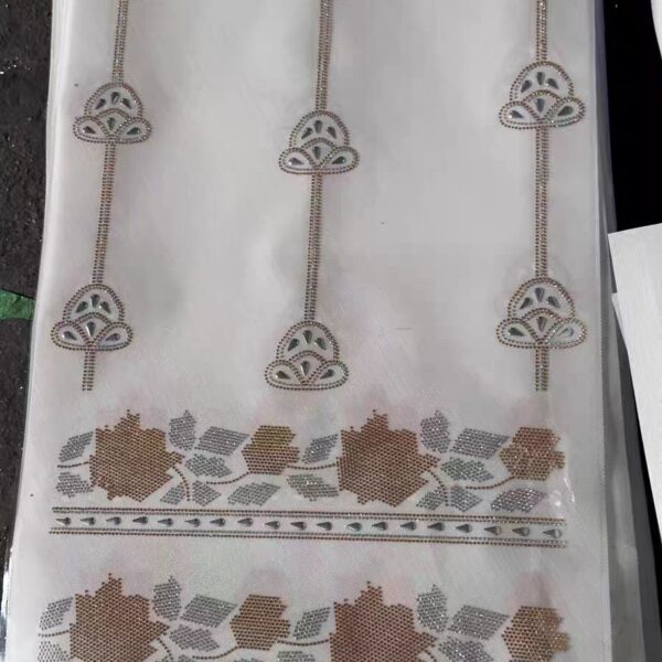 Heat transfer rhinestone decal, white transparent, heat resistant, size 30 by 200 cm