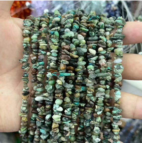 Natural unprocessed raw stone Hubei turquoise crushed stones, loose beads, semi-finished DIY bracelet and necklace components